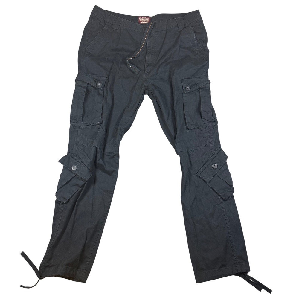 Matchstick Cargo Pants Mens 38x32 Black Tactical Multi Pocket Utility Straight